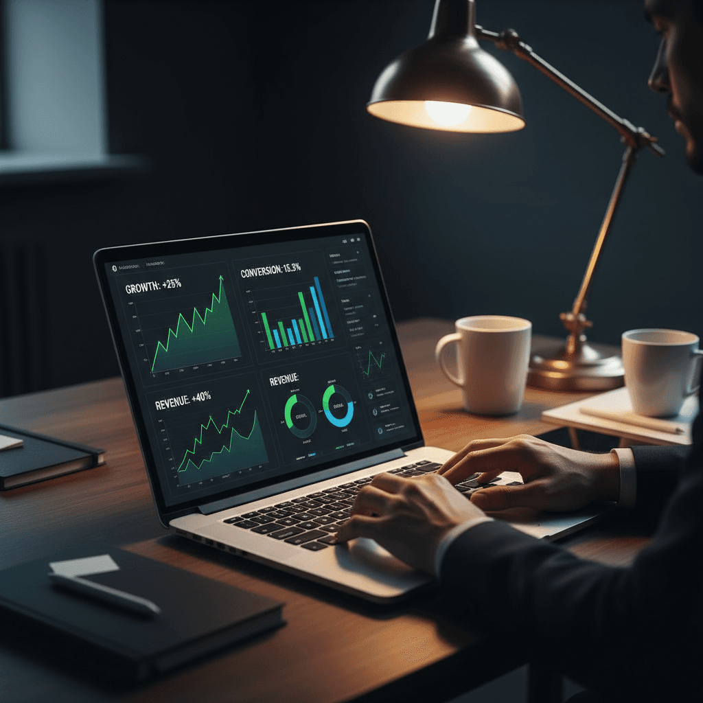 Analytics dashboard showing growth metrics and performance data